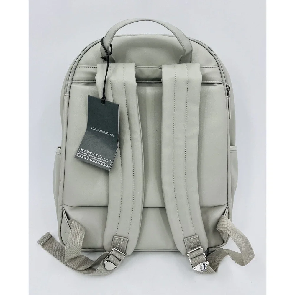 Vince Camuto Addison Gray Quilted Puffy Backpack Faux Leather